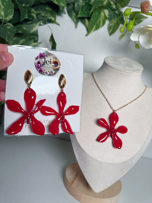 Red Orchid earings