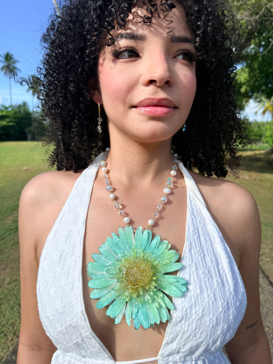 Aqua Bloom Statement Necklace