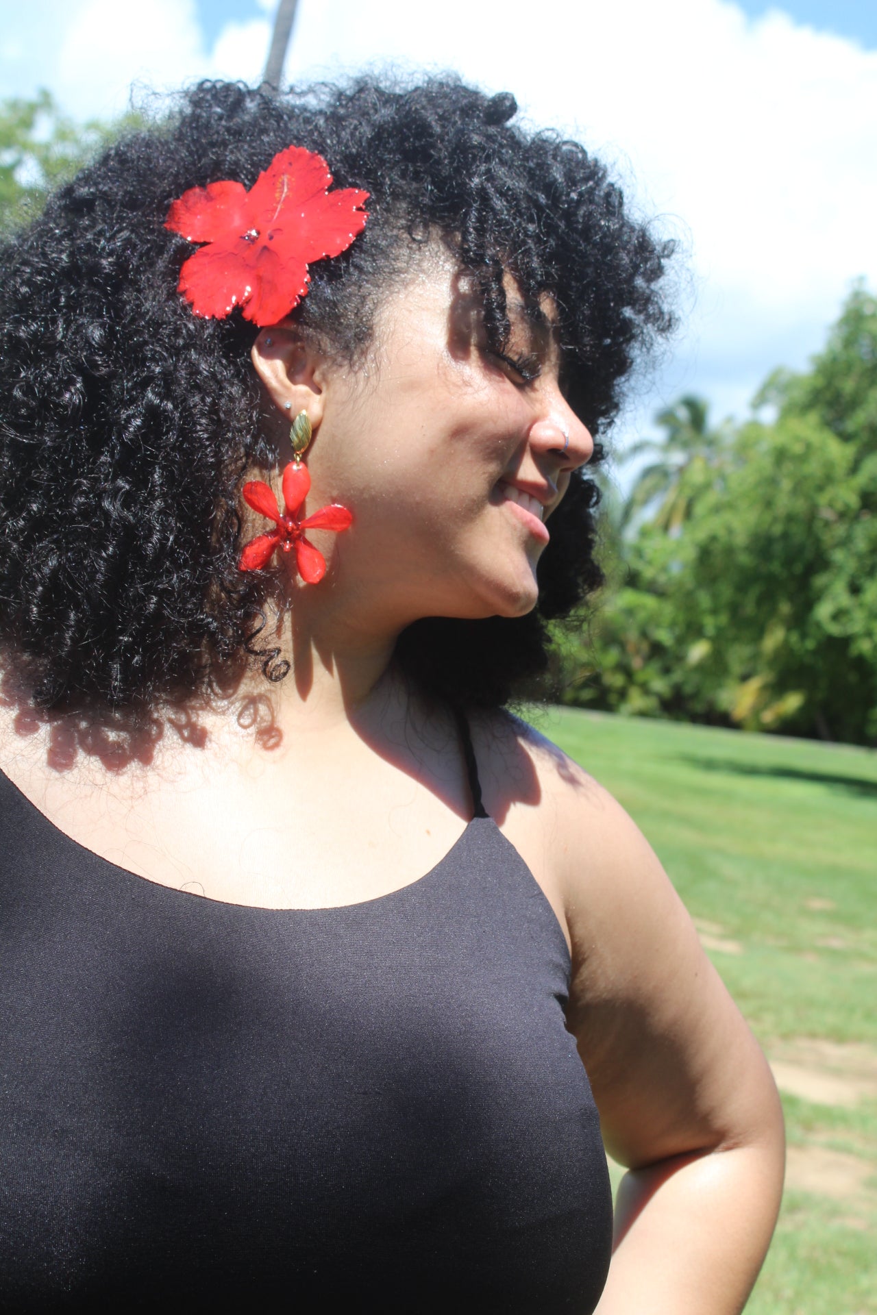 Red Orchid earings