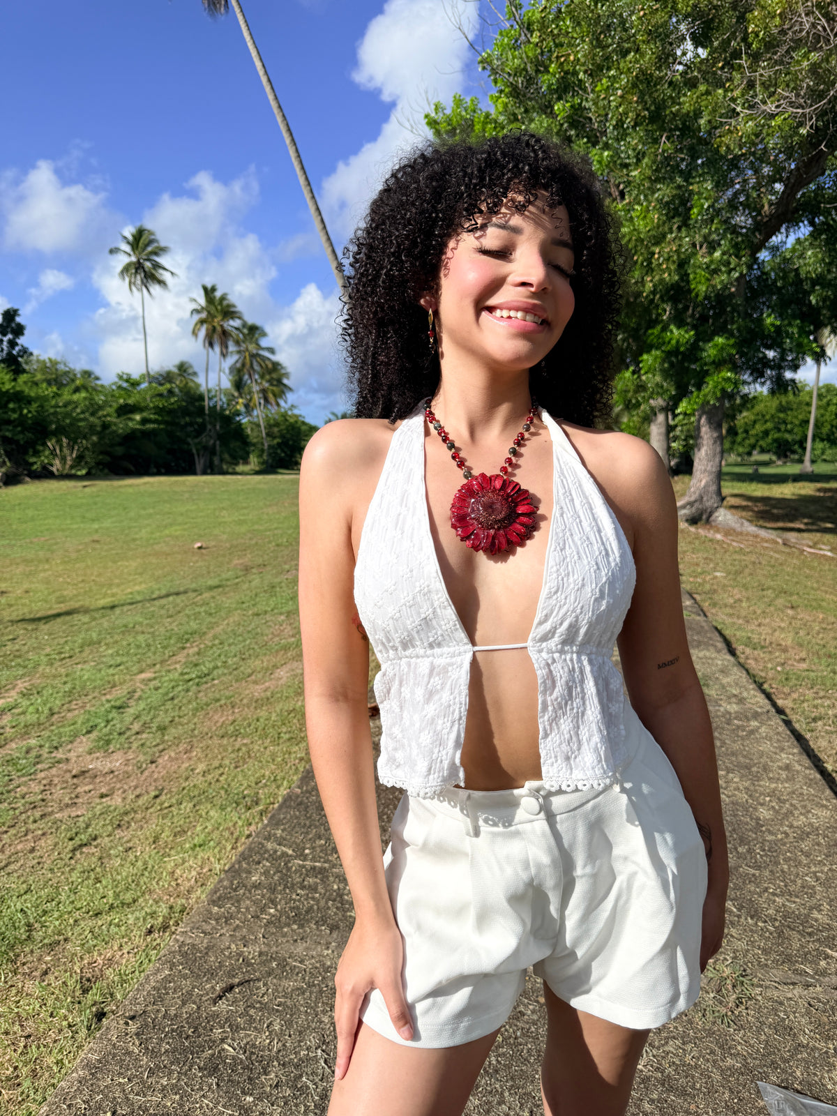 Crimson Gerbera Statement Necklace