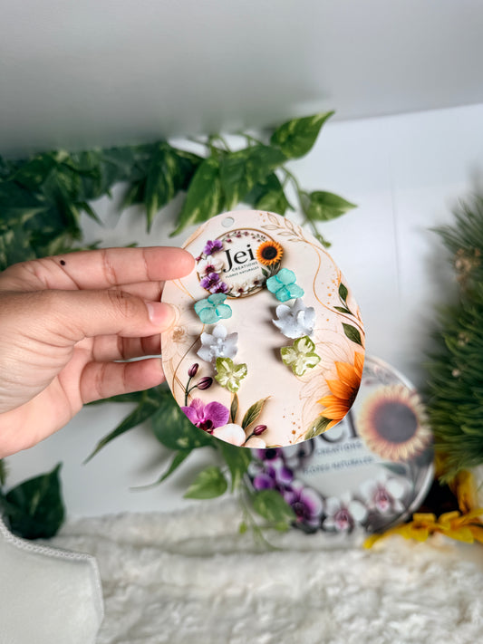 Trio of Natural Flower mini Stud Earrings