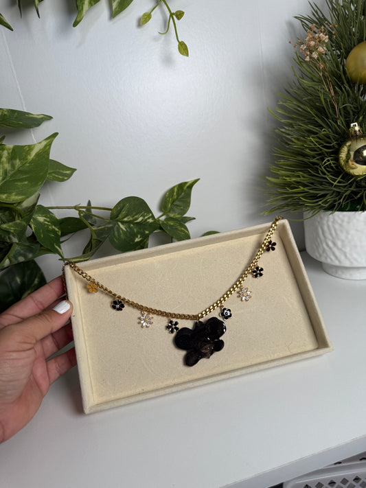 Black Orchid Charm necklace