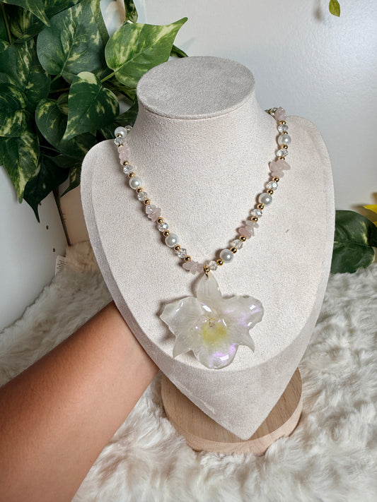 Pearl Frozen Orchid Necklace