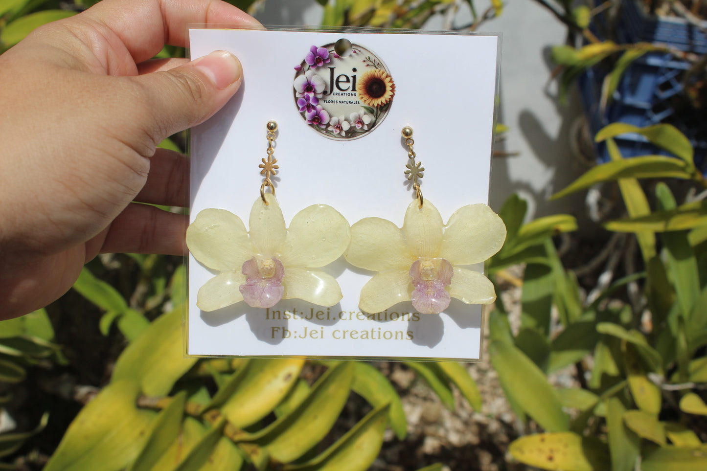 Baby yellow orchid earings