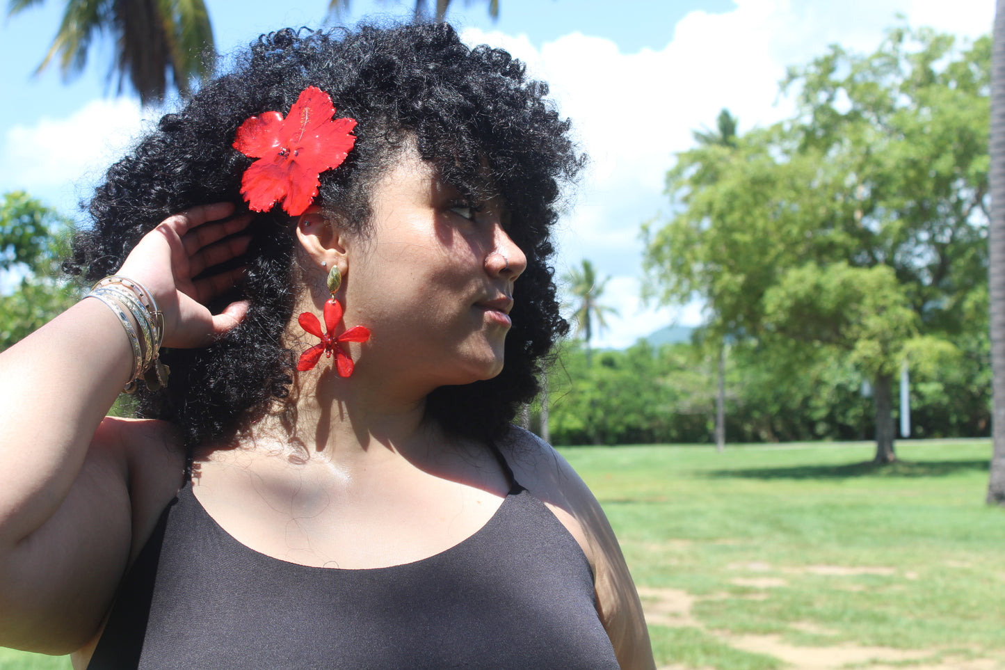 Red Orchid earings