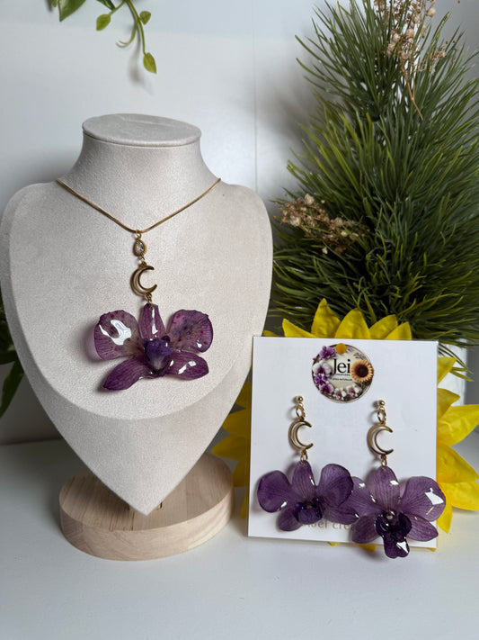 Purple Dendrobium orchid set