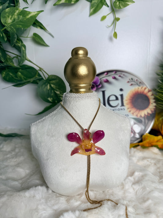 Blushing Orchid Lariat Necklace