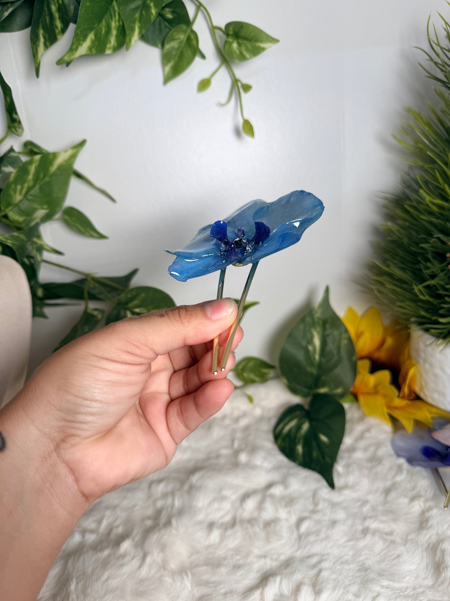 Celestial Blue Bloom Hair Fork