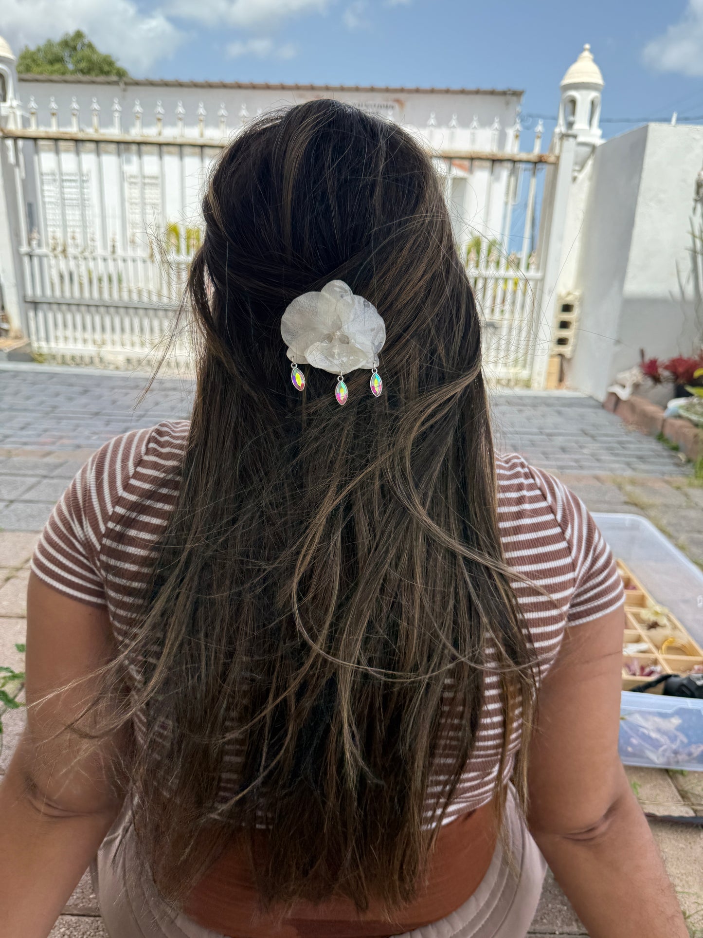 White Orchid Hair clip