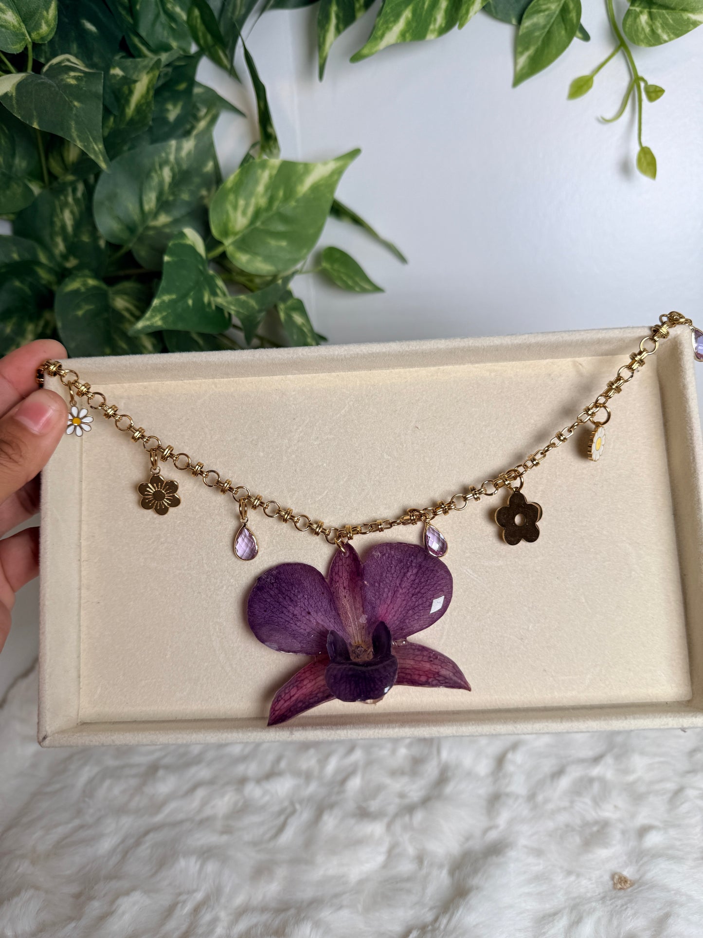Violet Bloom Charm Necklace