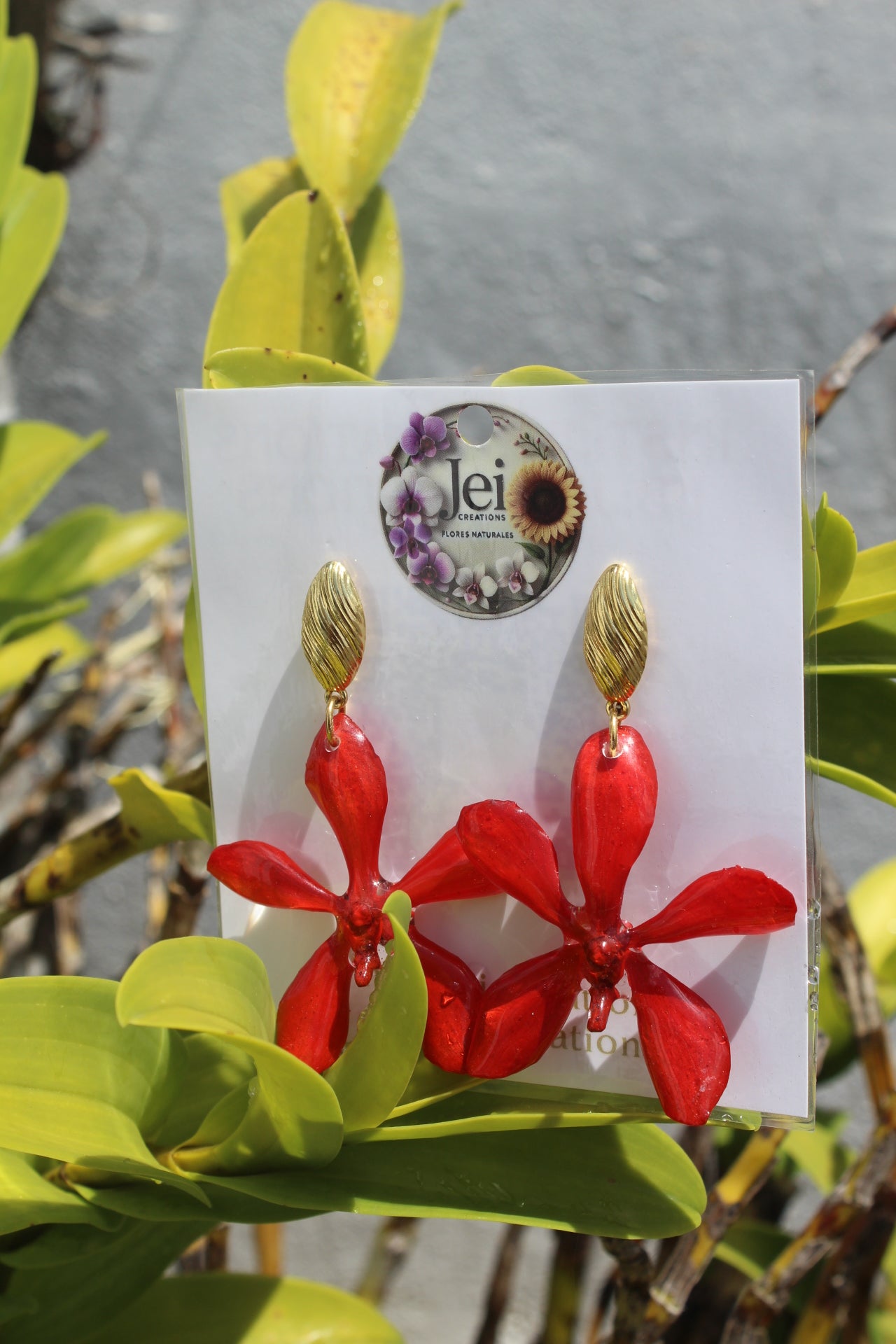 Red Orchid earings