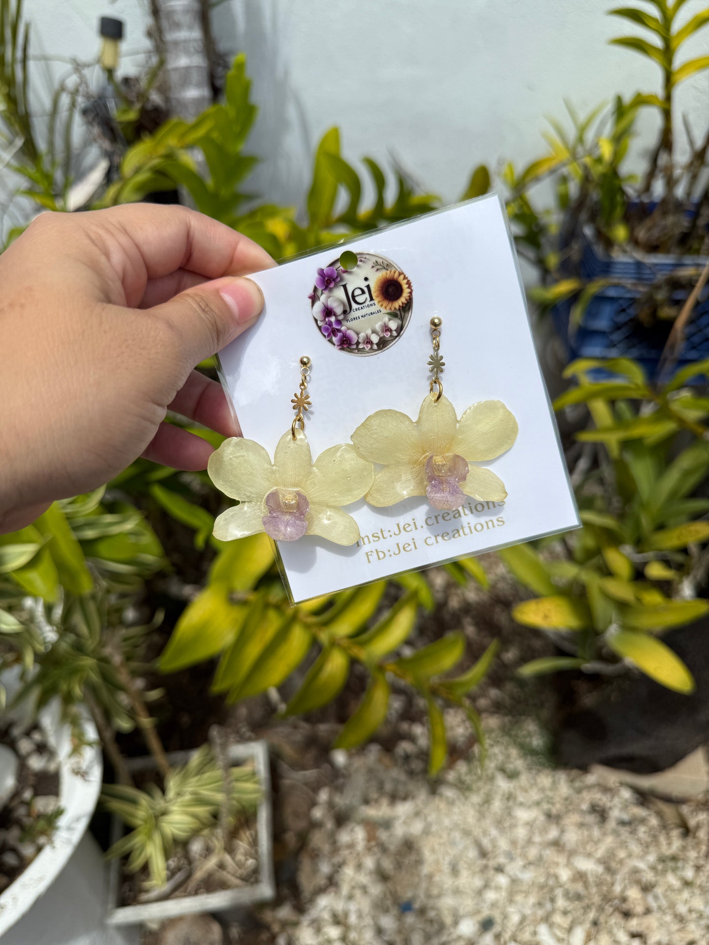 Baby yellow orchid earings