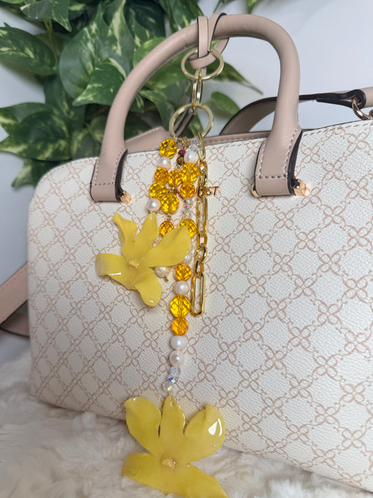 Golden Dendrobium Bag Charm