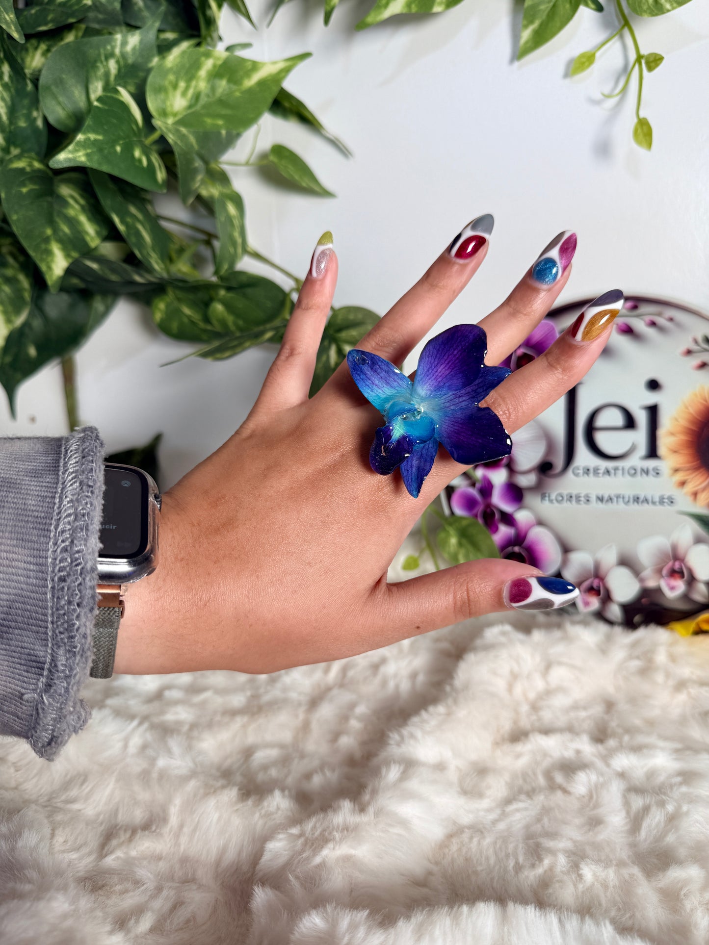 Azure Orchid Ring