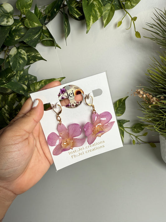 Pinky Orchid earings