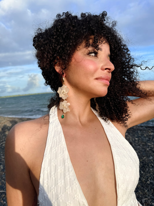 Ivory Cascade Delphinium Earrings