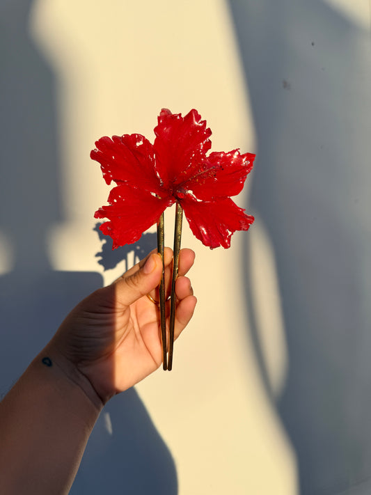 Red Exotic Poppy Hair Fork