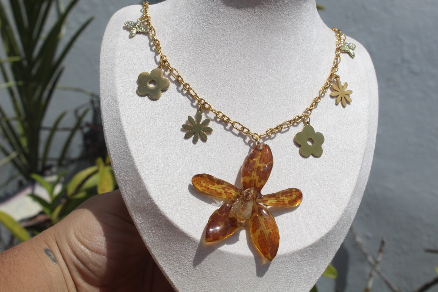 Grammatophyllum charm necklace