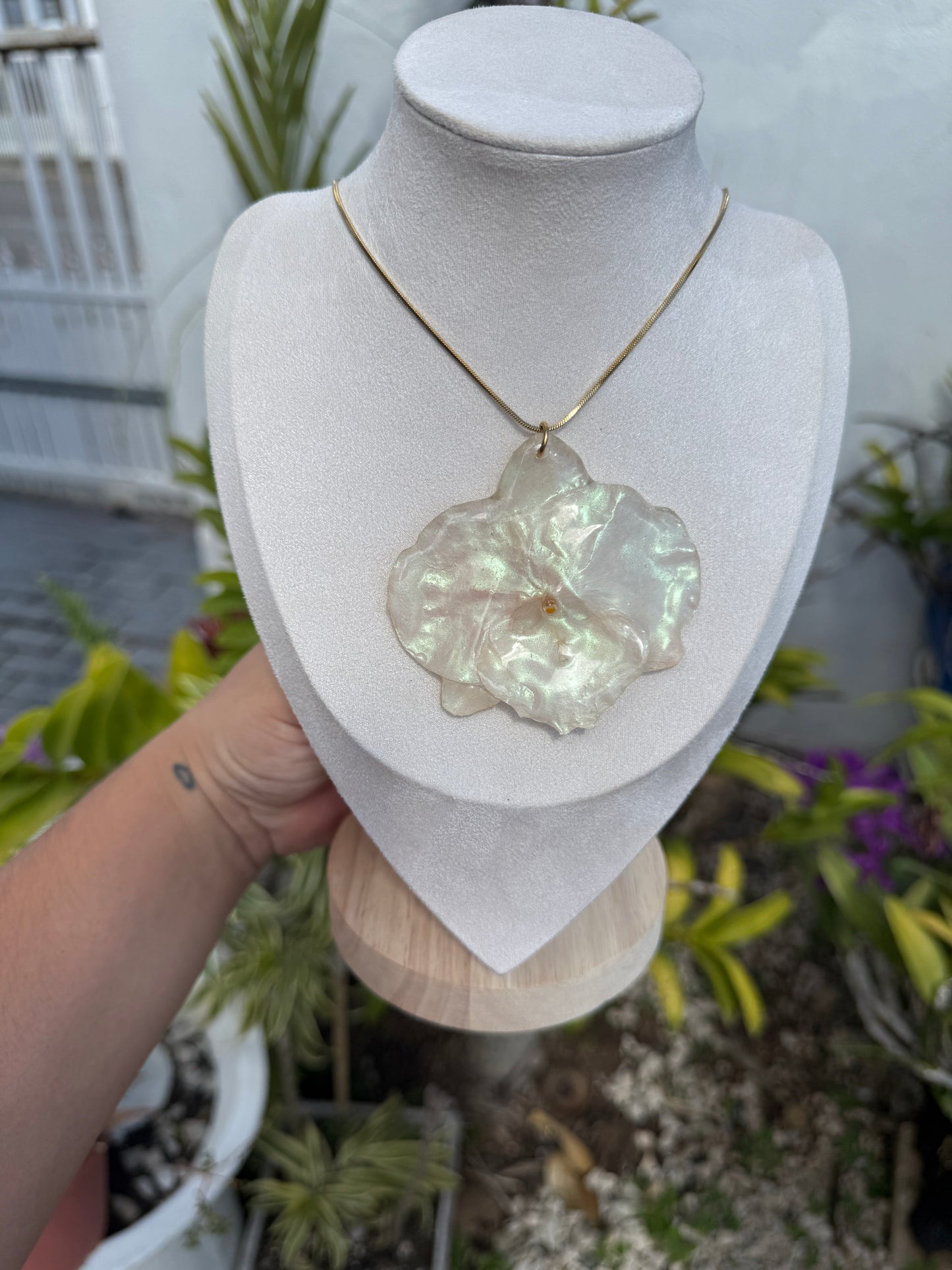 White Phalaenopsis Orchid necklace