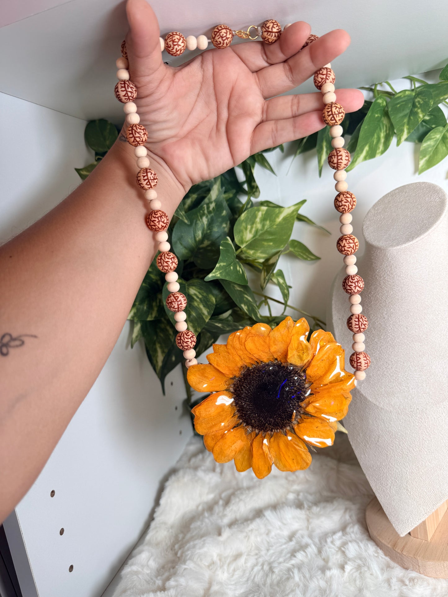 Golden Sunflower Statement Necklace