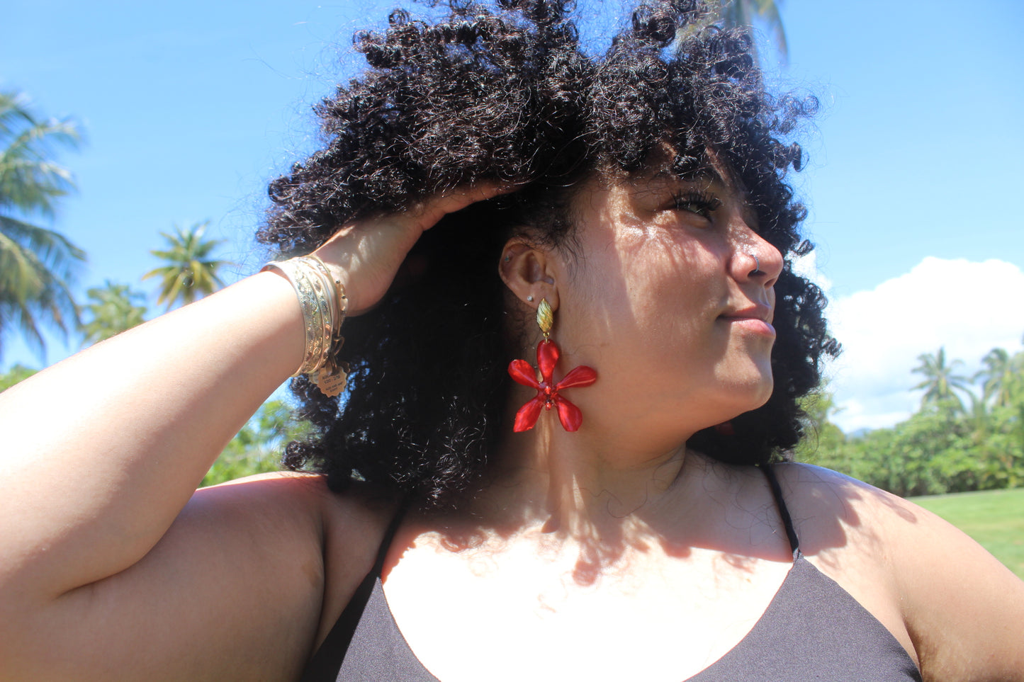 Red Orchid earings
