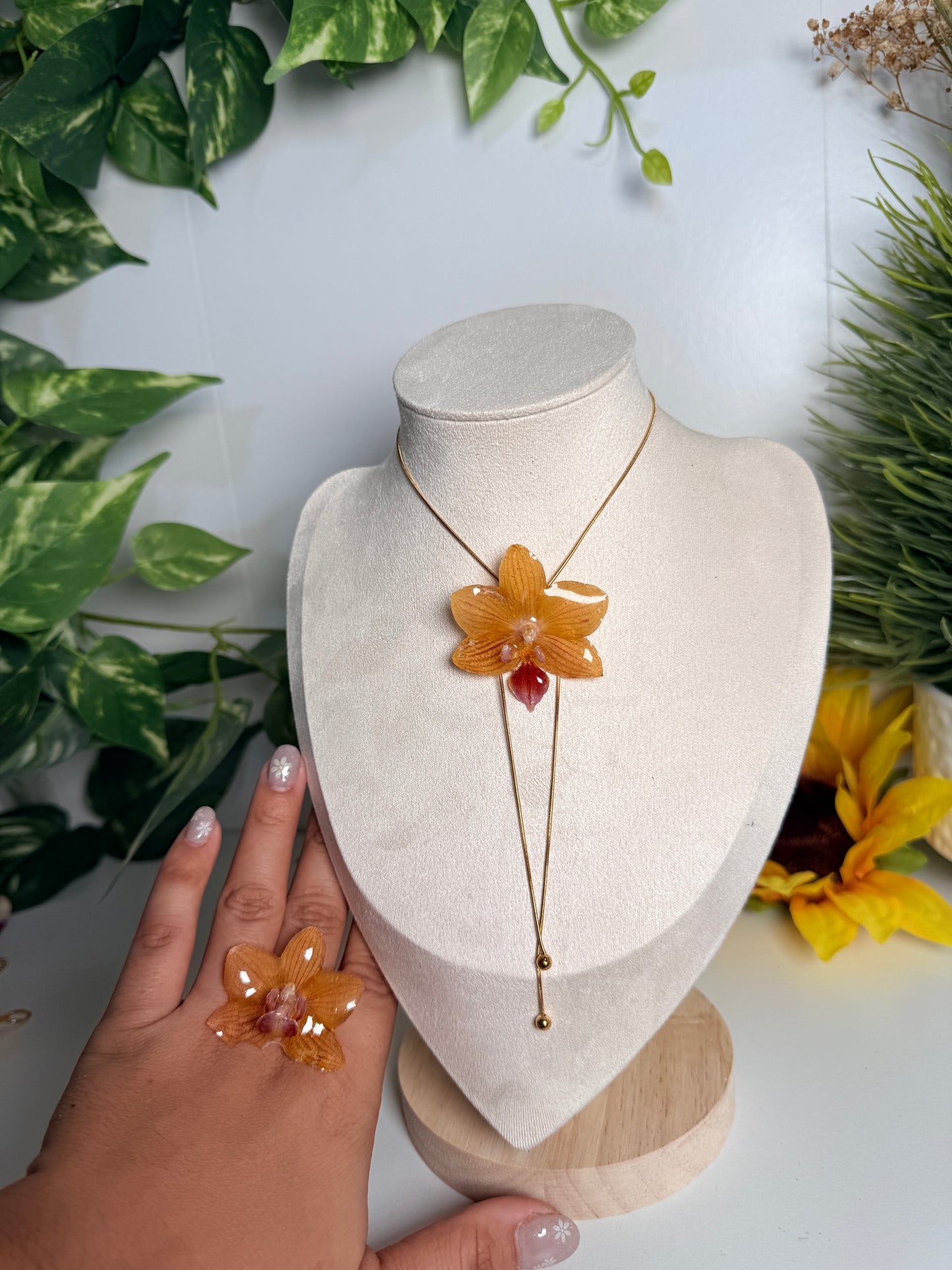 Mini Phalaenopsis set (ring+necklace)