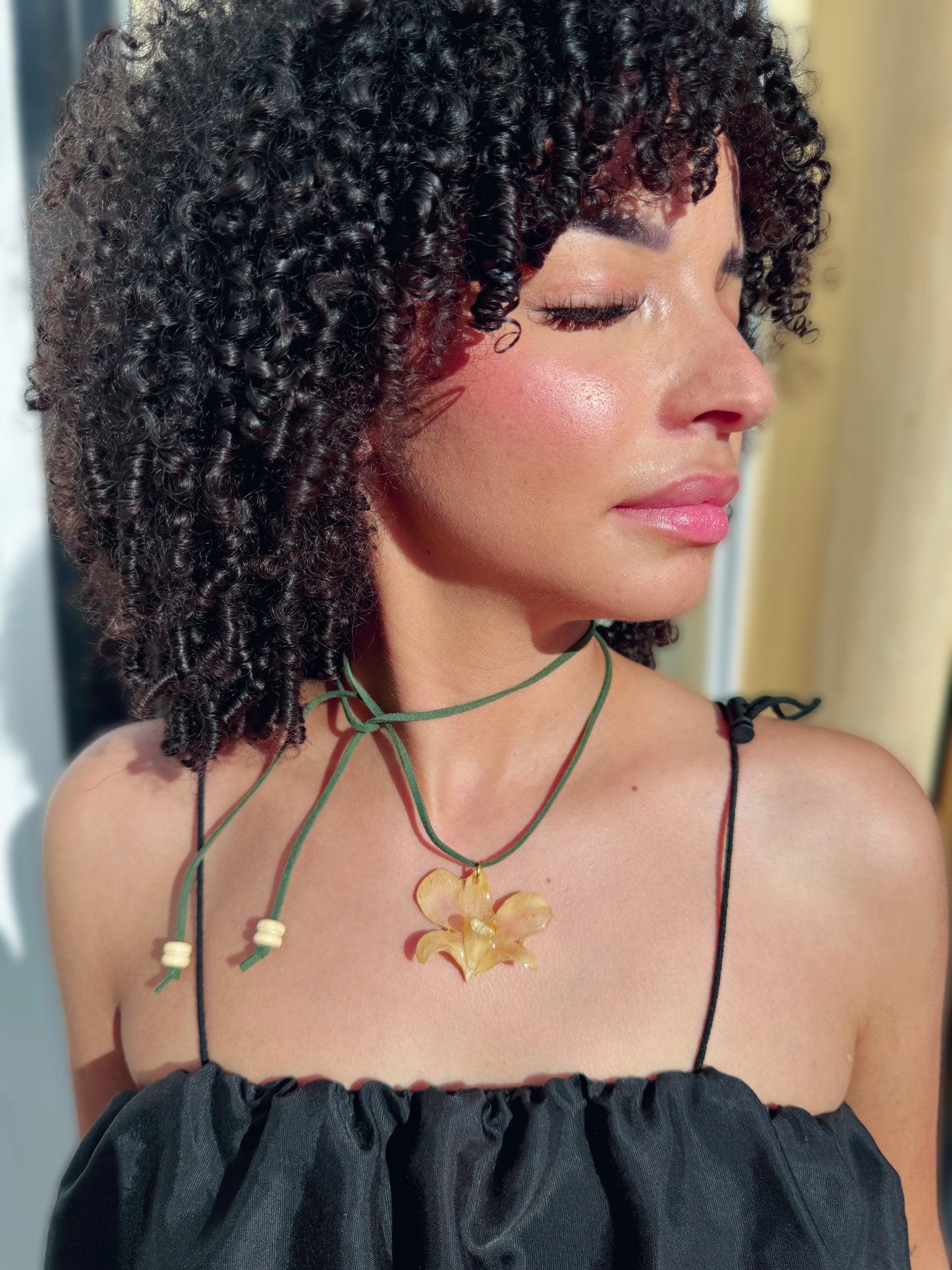 Yellow mini Orchid Choker