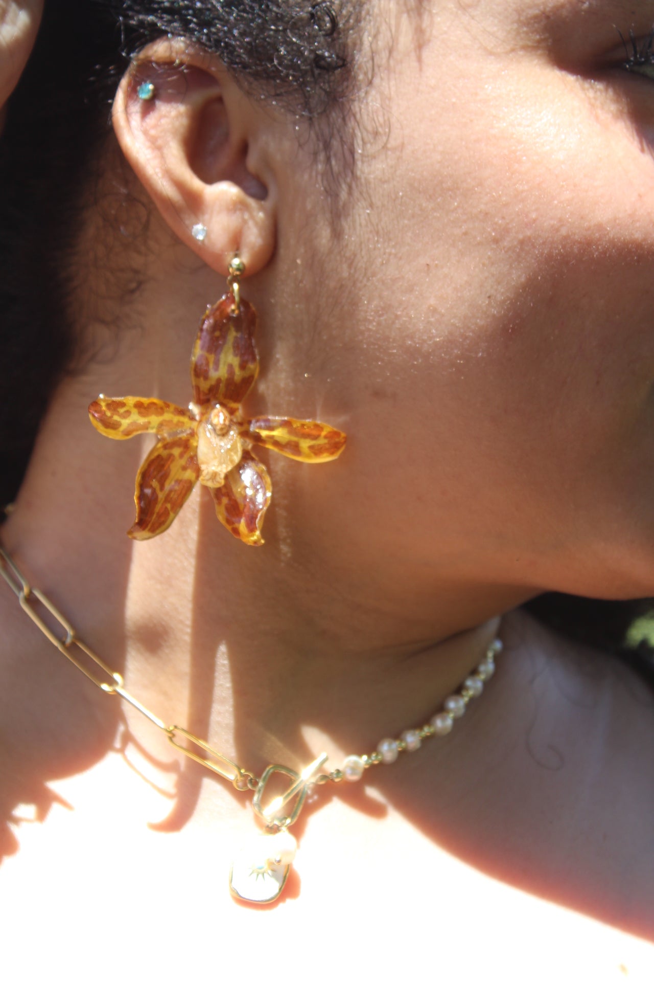 Grammatophyllum Orchid earings