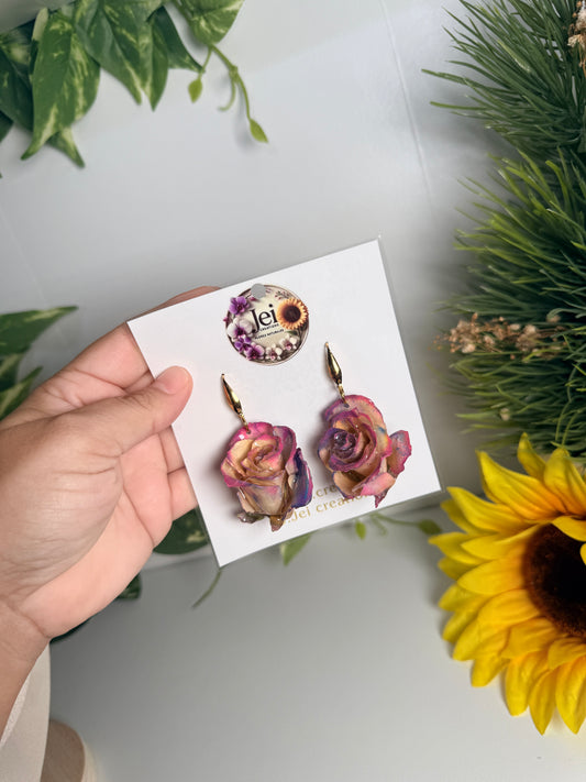 Colorful Rose Bloom earrings