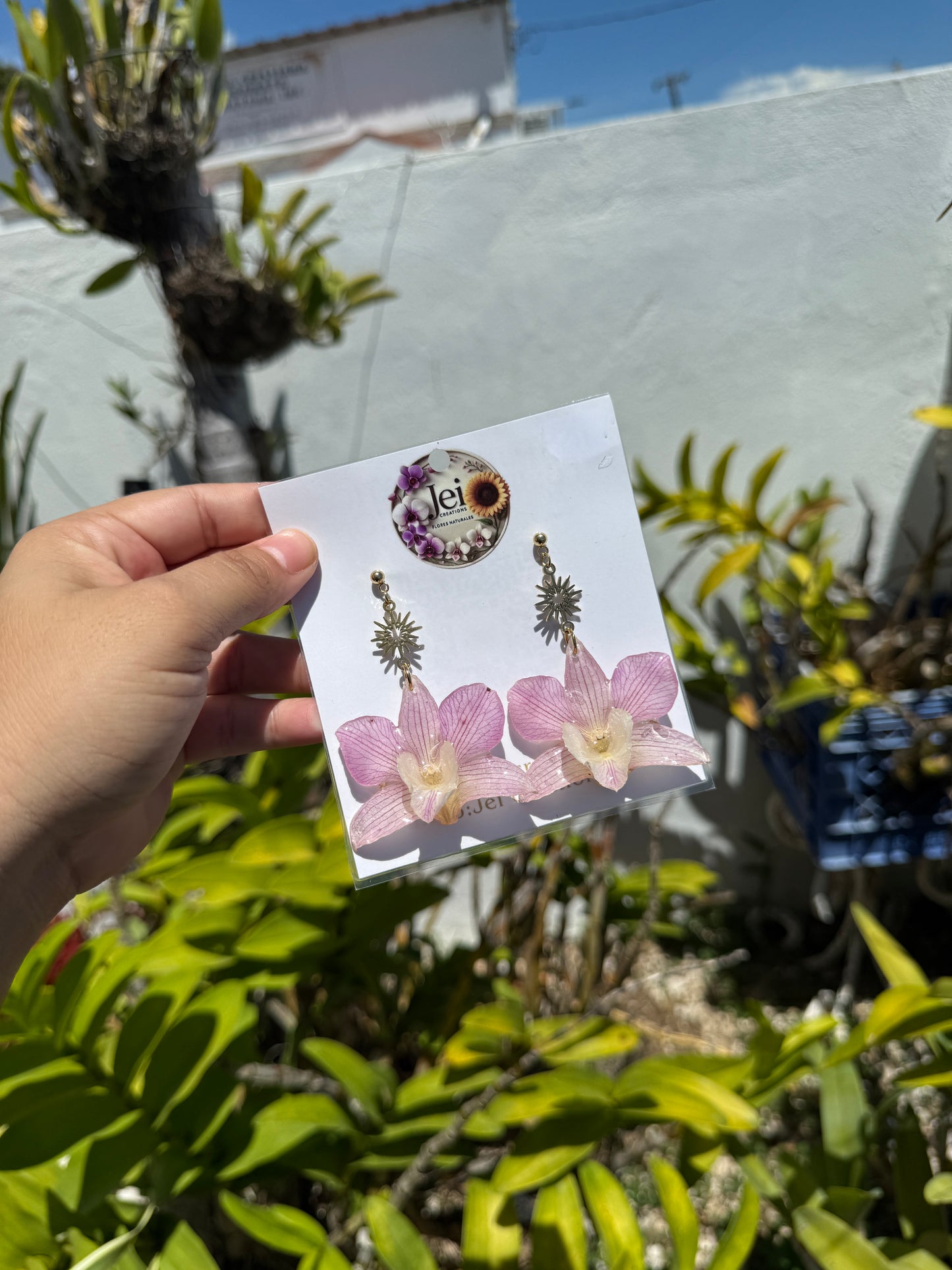 Dendrobium line Orchid earings