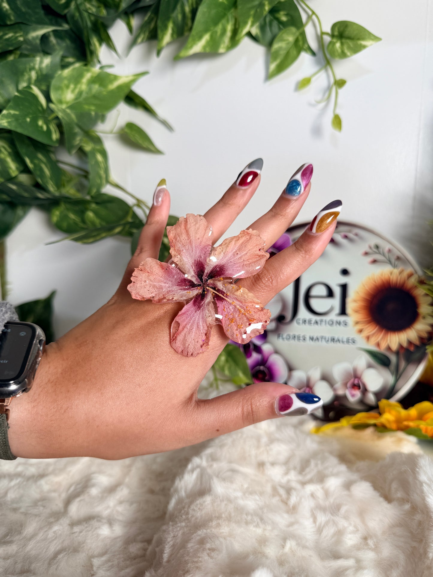 Blush Blossom Hibiscus Ring