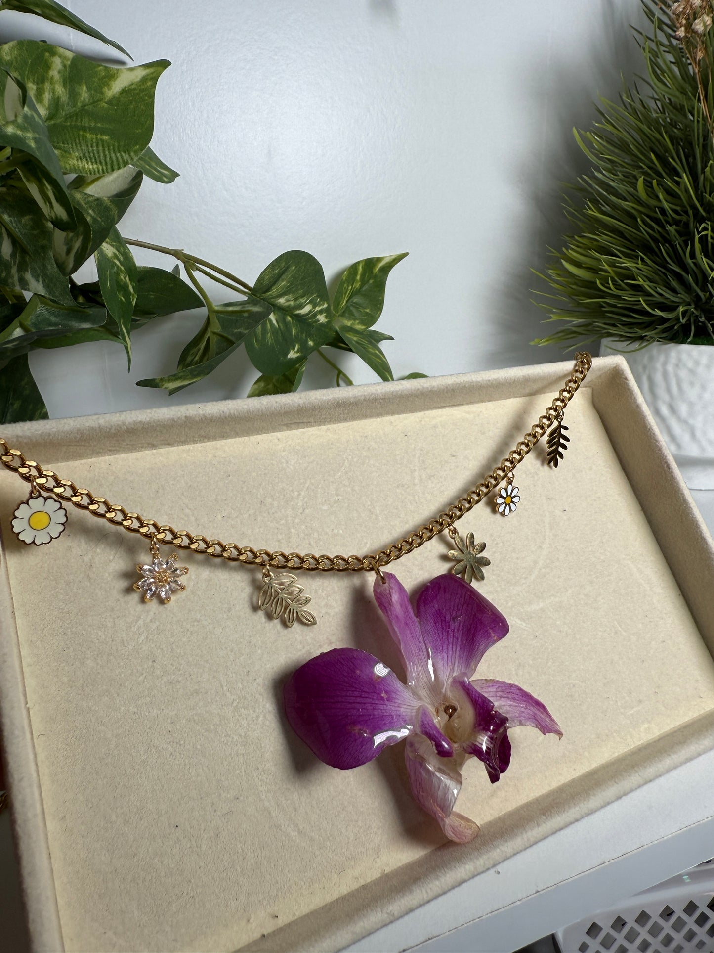Fancy Orchid Charm necklace