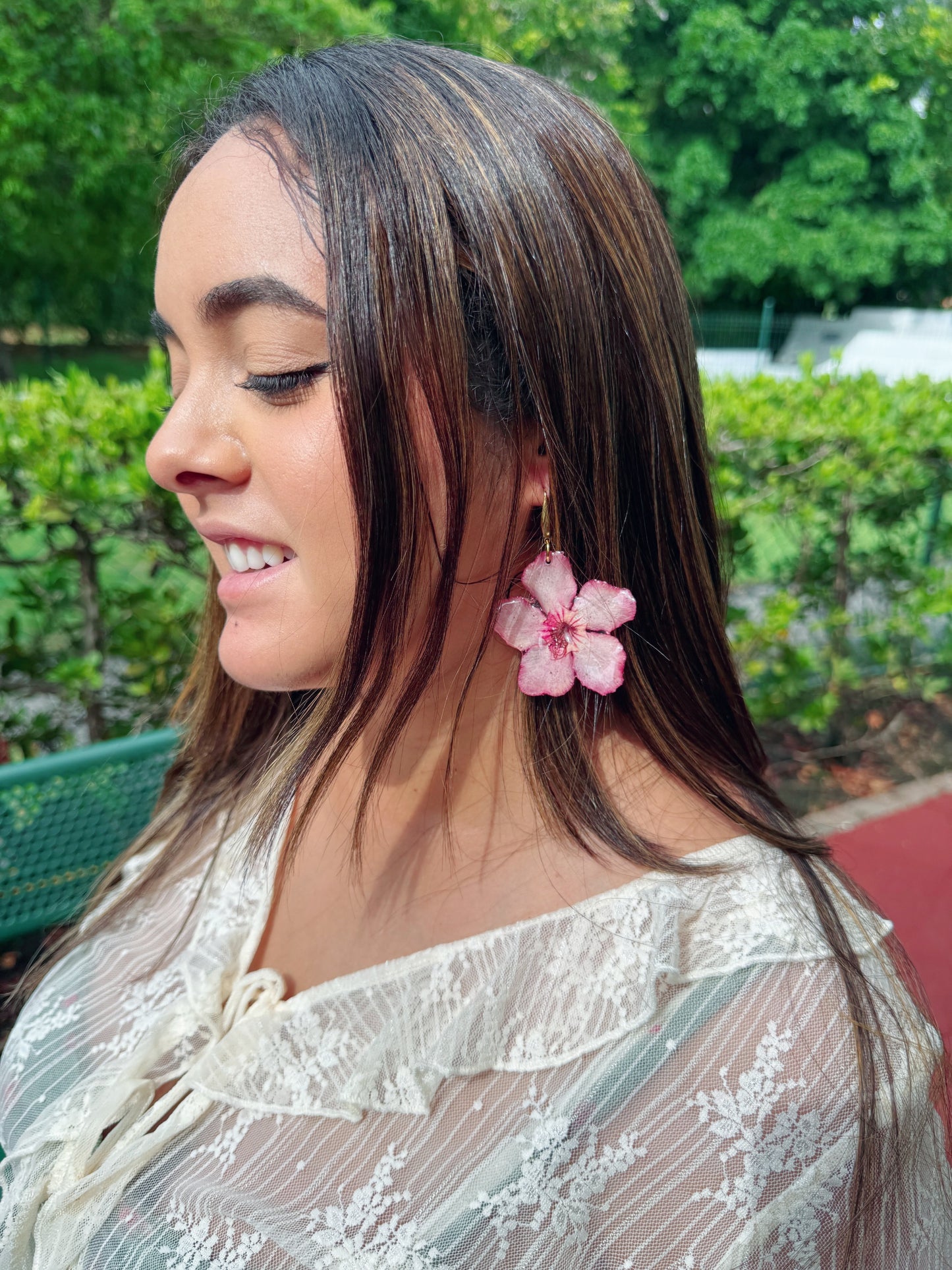 Pink Desert rose earings