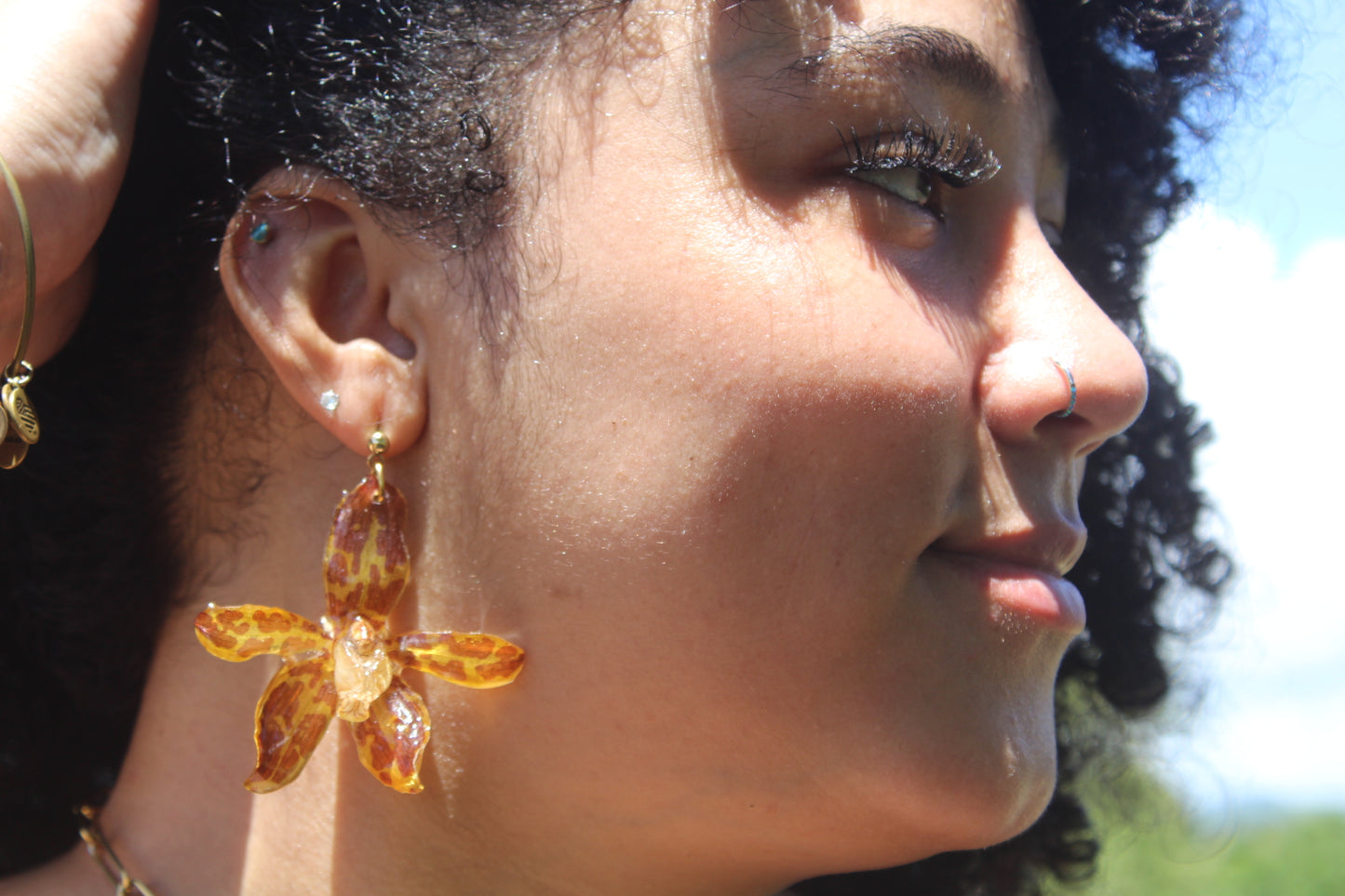 Grammatophyllum Orchid earings