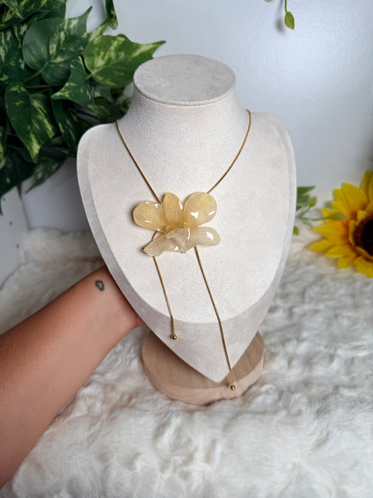 Ivory Bloom – Lariat Orchid Necklace