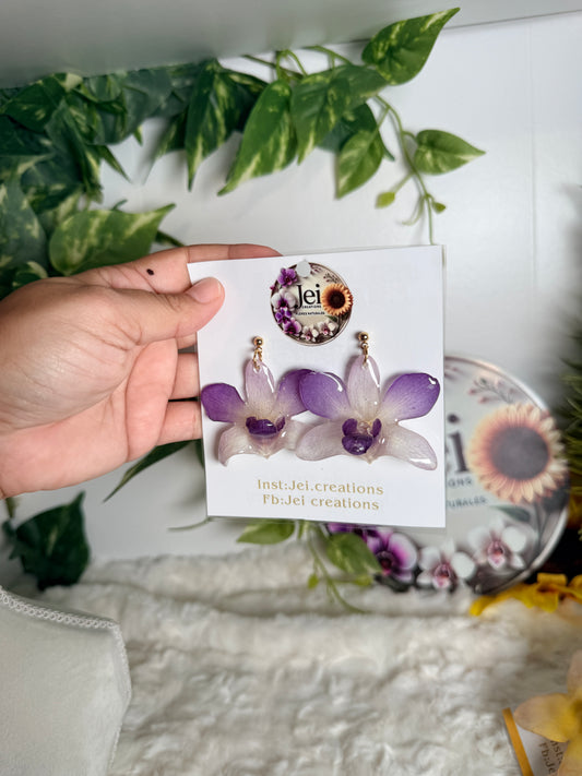 Lavender Dendrobium Orchid Earrings