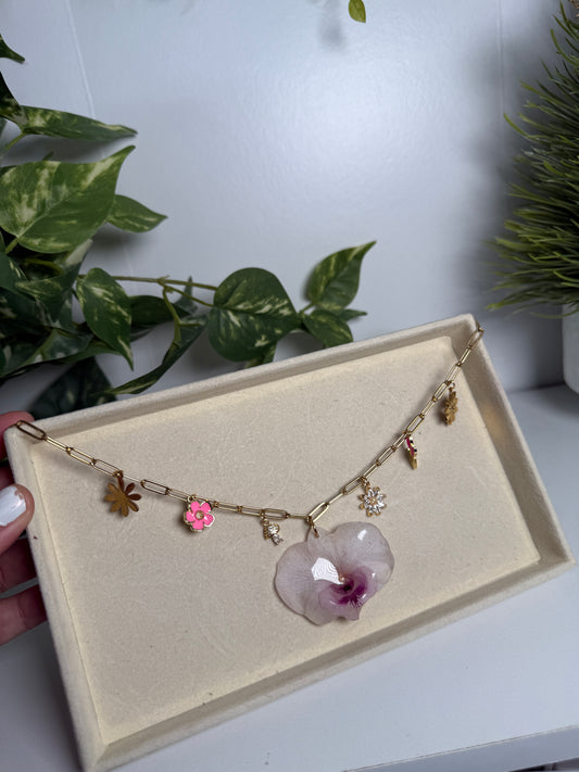 Dendrobium Orchid Charm necklace