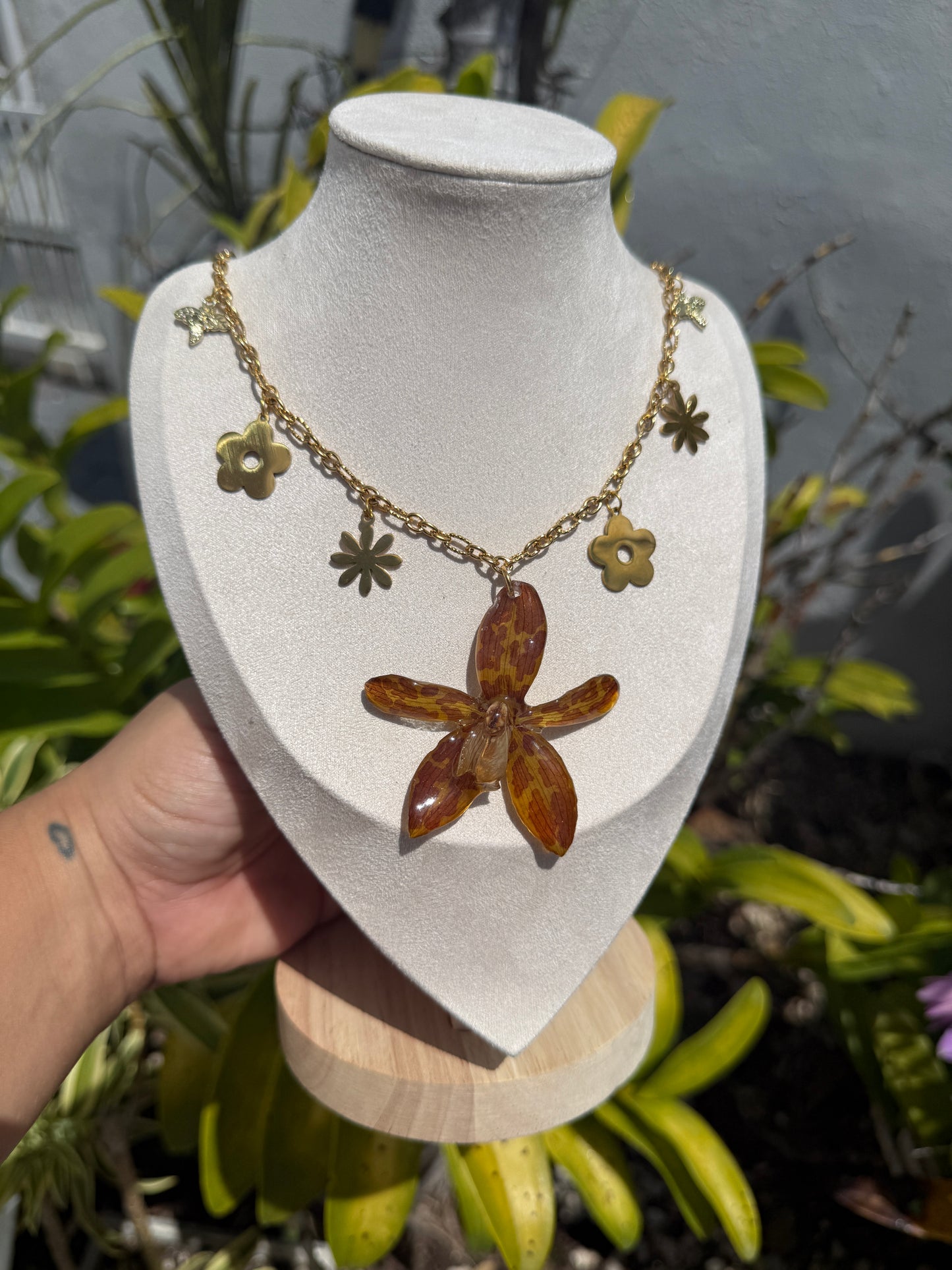 Grammatophyllum charm necklace