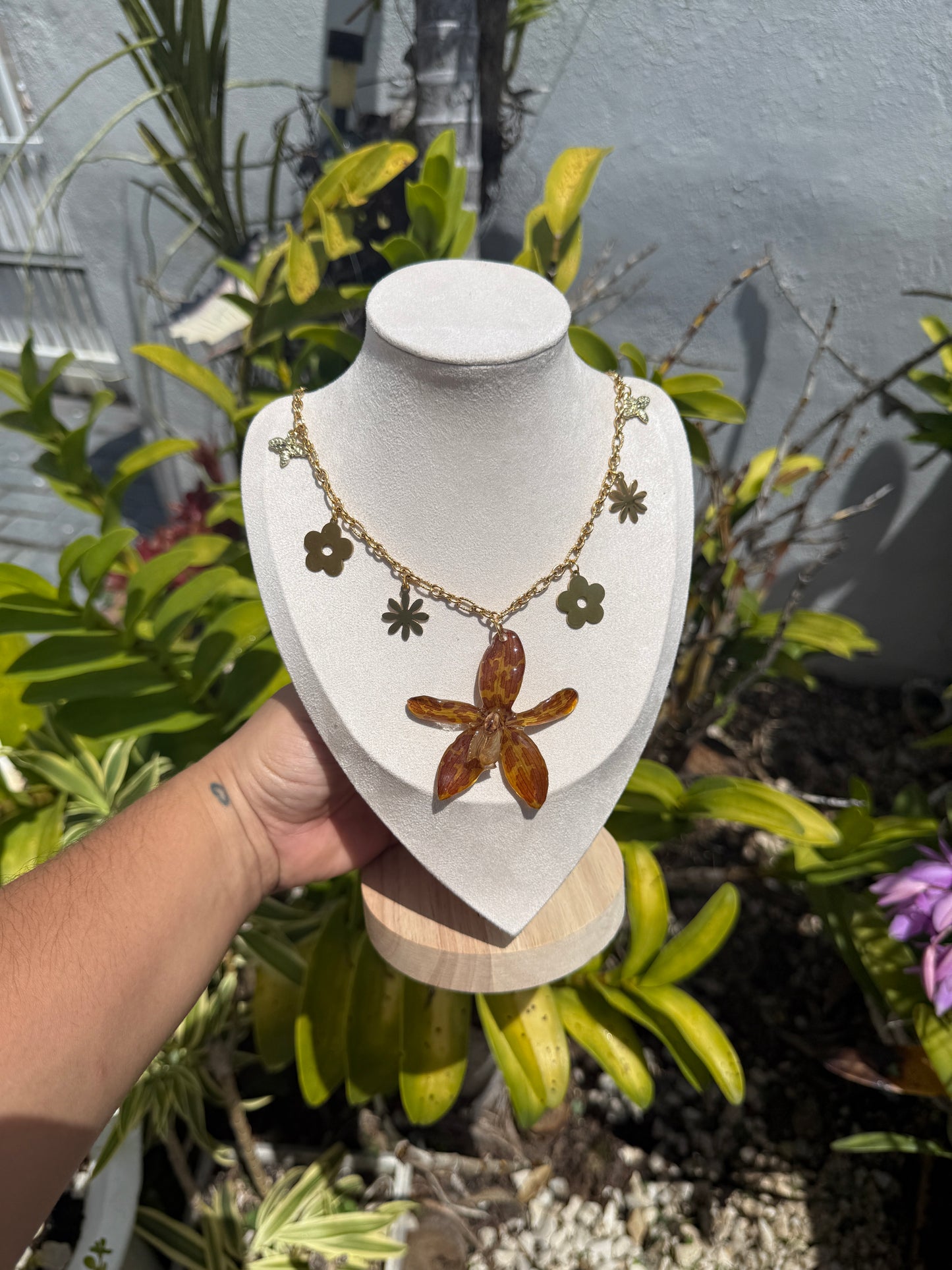 Grammatophyllum charm necklace
