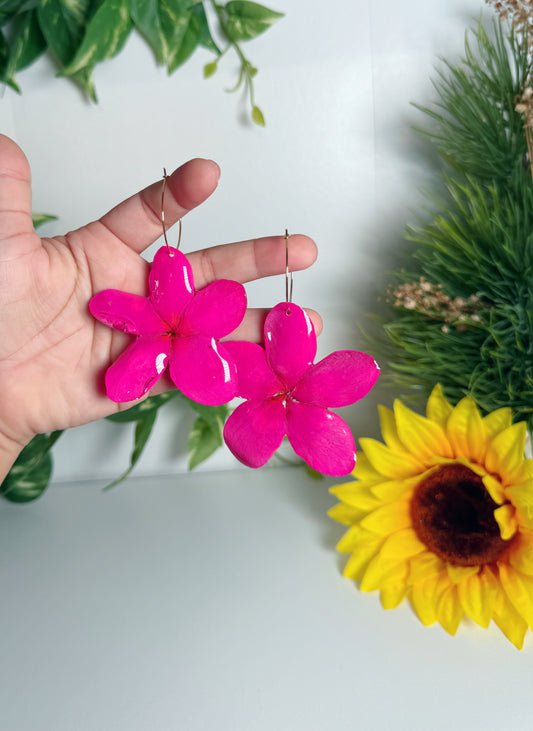 Pink plumeria earings