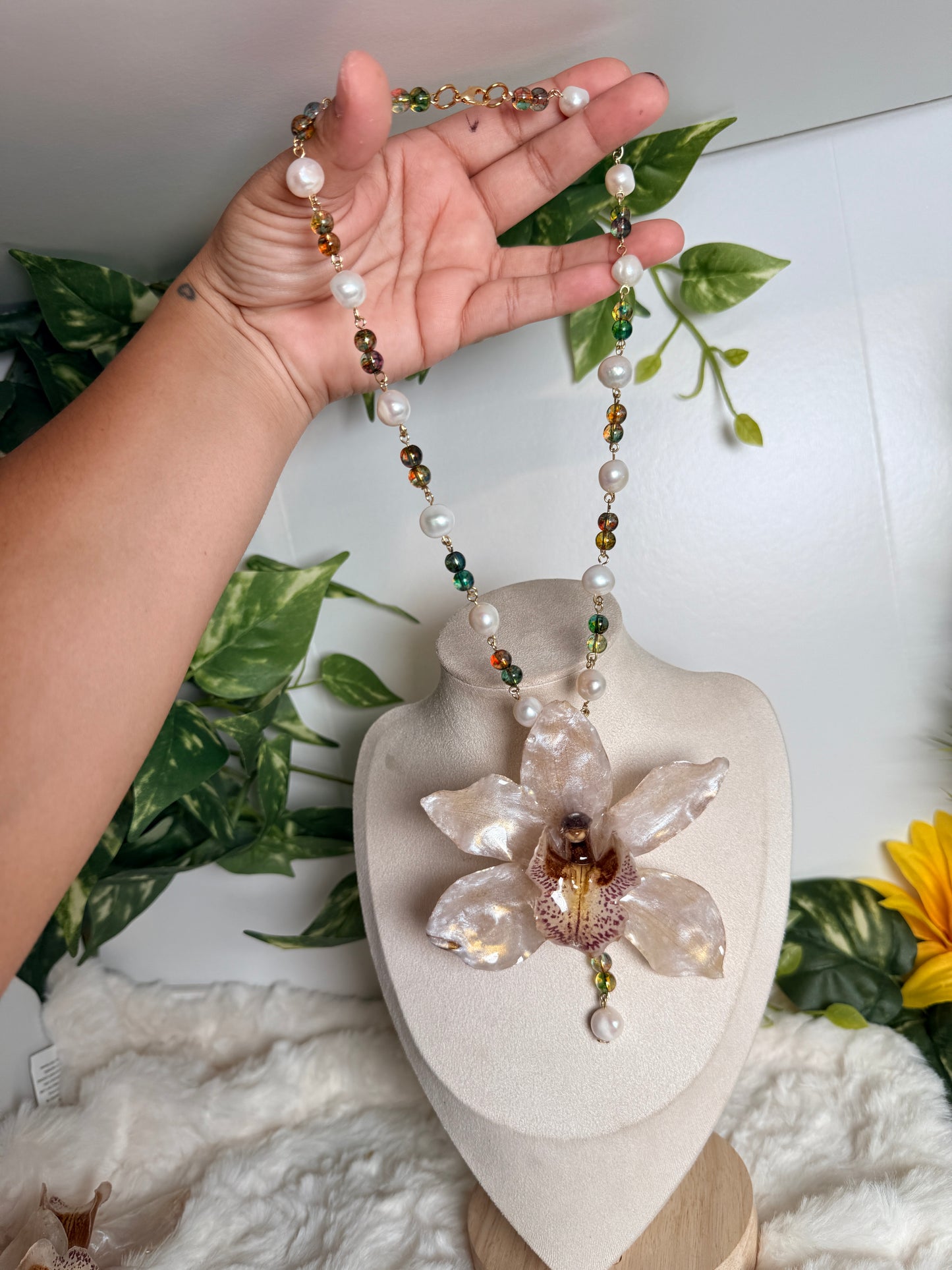 Pearl Symphony Cymbidium Necklace