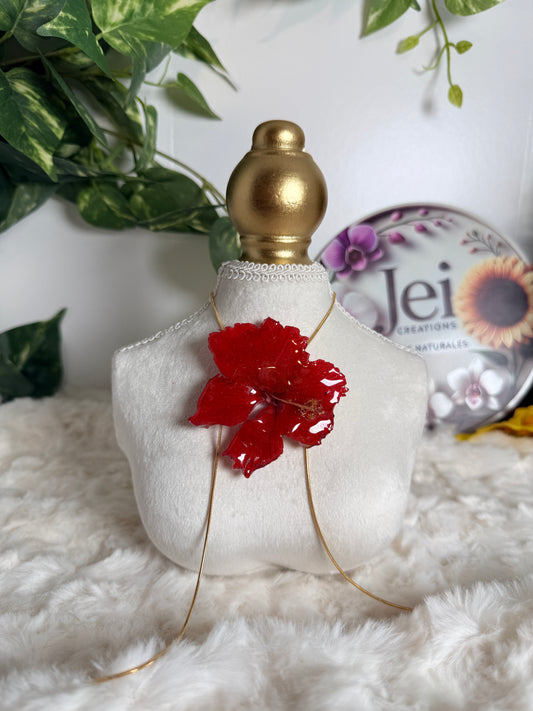 Crimson Poppy Lariat Necklace(amapola)