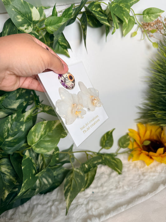 White Phalaenopsis stud earrings