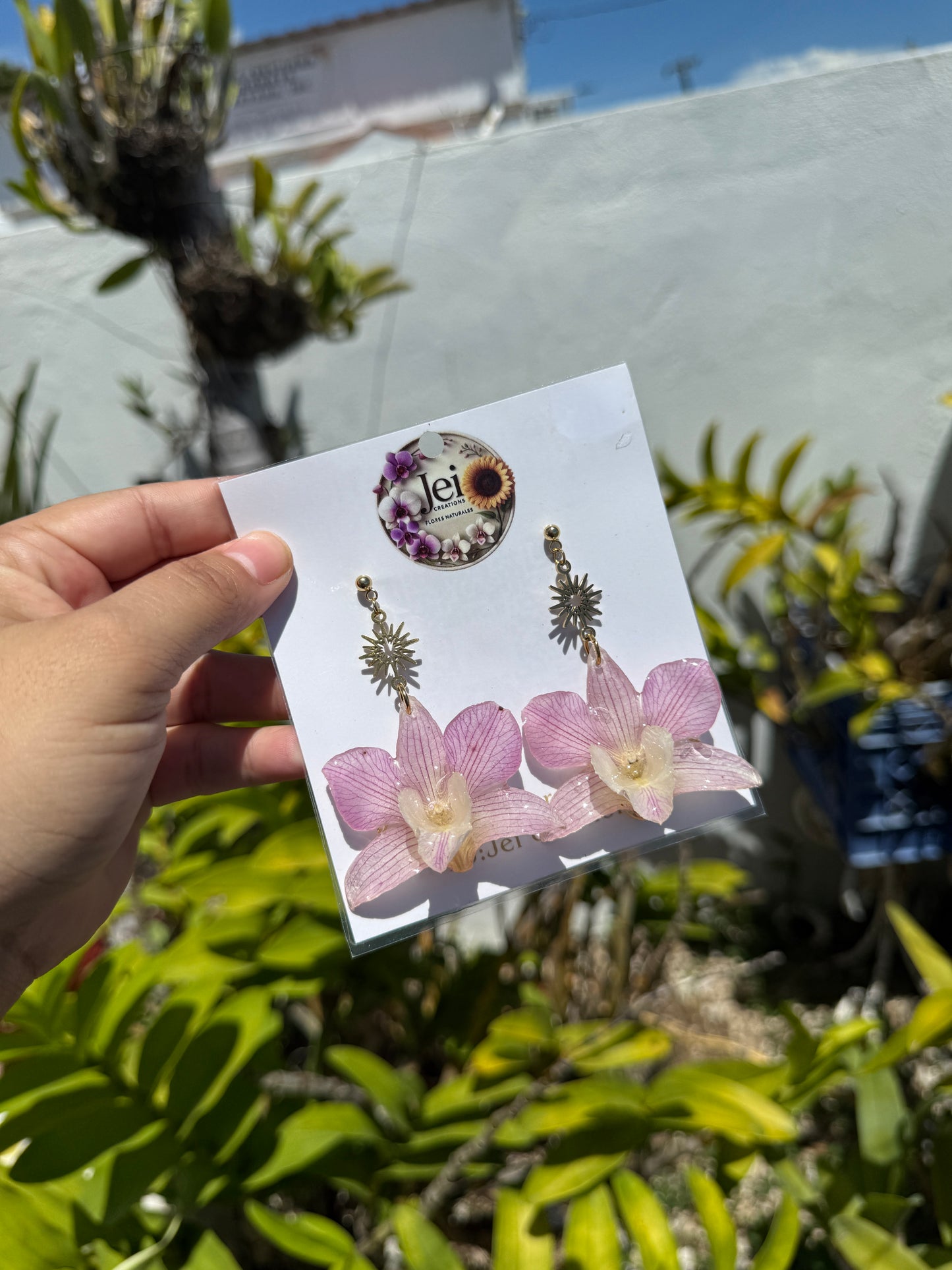 Dendrobium line Orchid earings