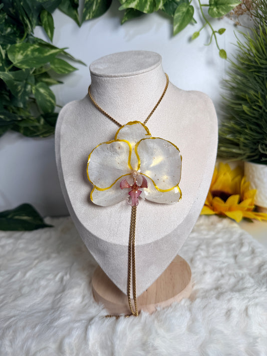 Phalaenopsis orchid lariat necklace