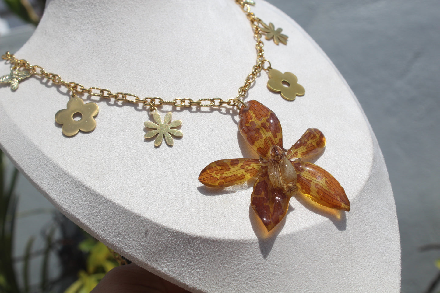 Grammatophyllum charm necklace