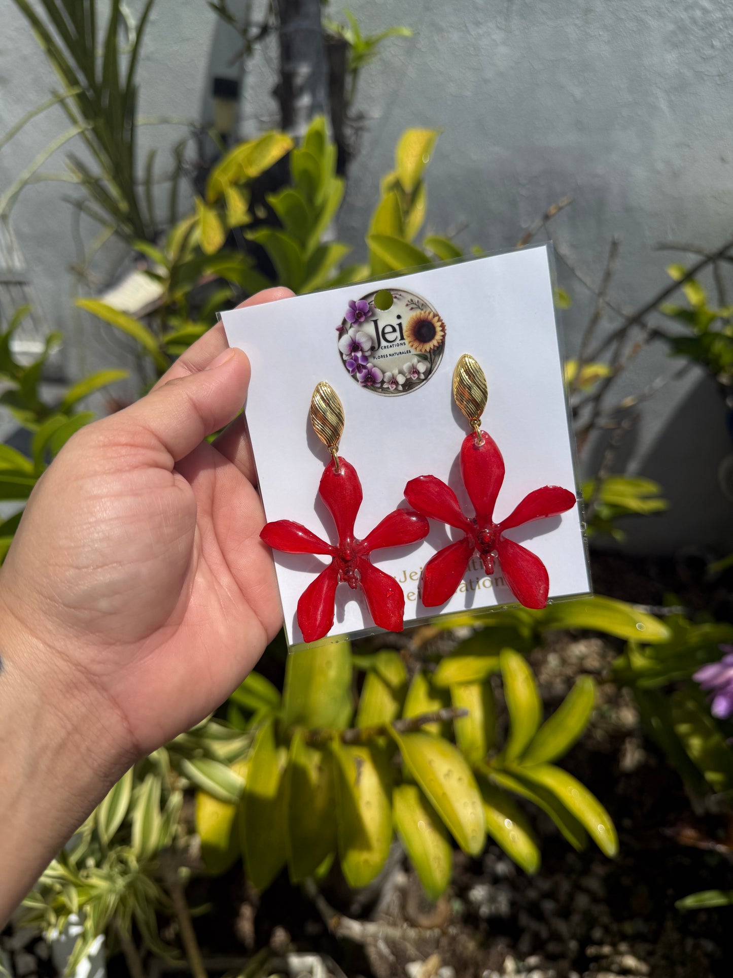Red Orchid earings