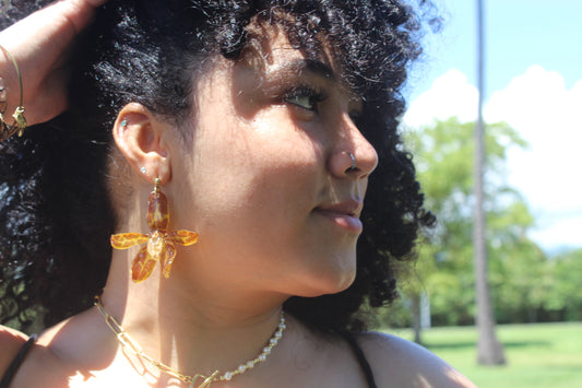 Grammatophyllum Orchid earings