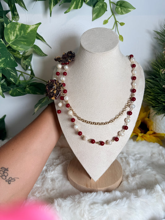 Crimson Rose Cascade Necklace