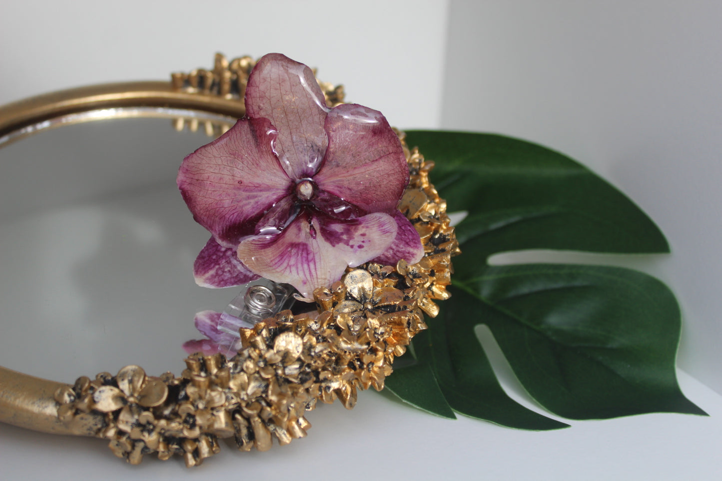 Orchid/flowers badge clip